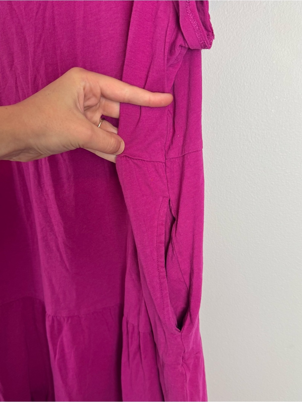 Time and Tru Scoop Neck Tiered Magenta Pink Dress Size XL - Picture 5 of 8
